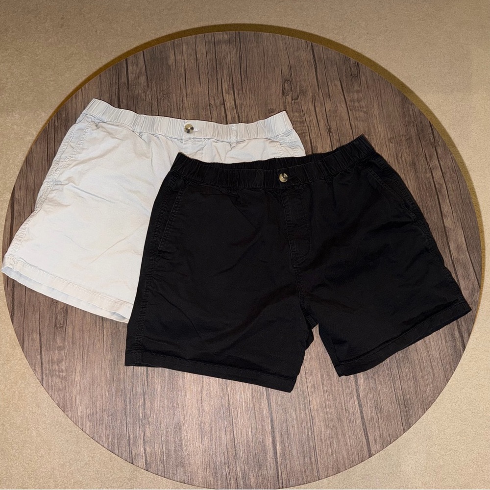 2 pairs cotton casual shorts, mens, size 35, light gray, black